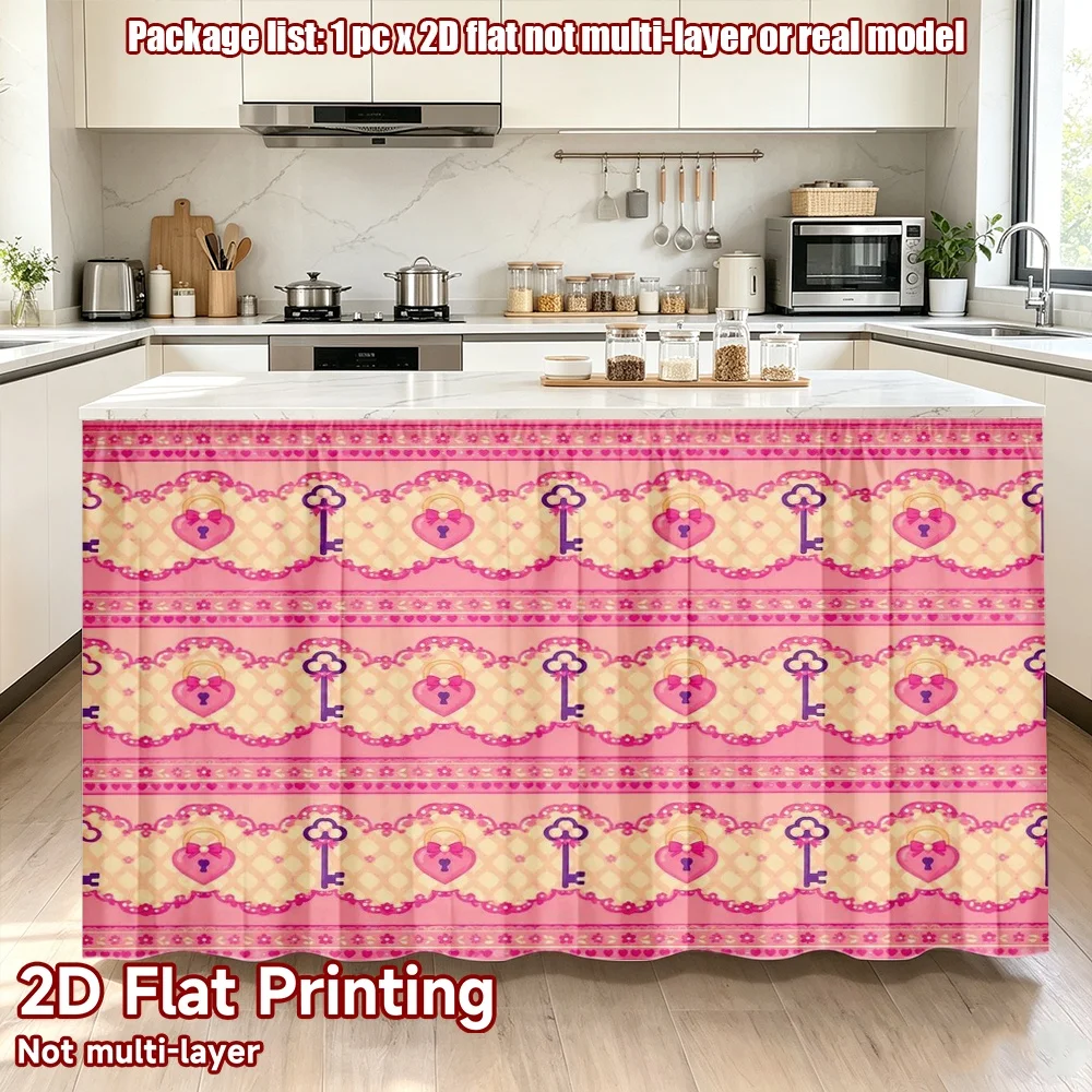 2D flat 1pc Retro country style shoe cabinet curtains Valentine Heart Locks Digital printing Minimalist partition curtains,