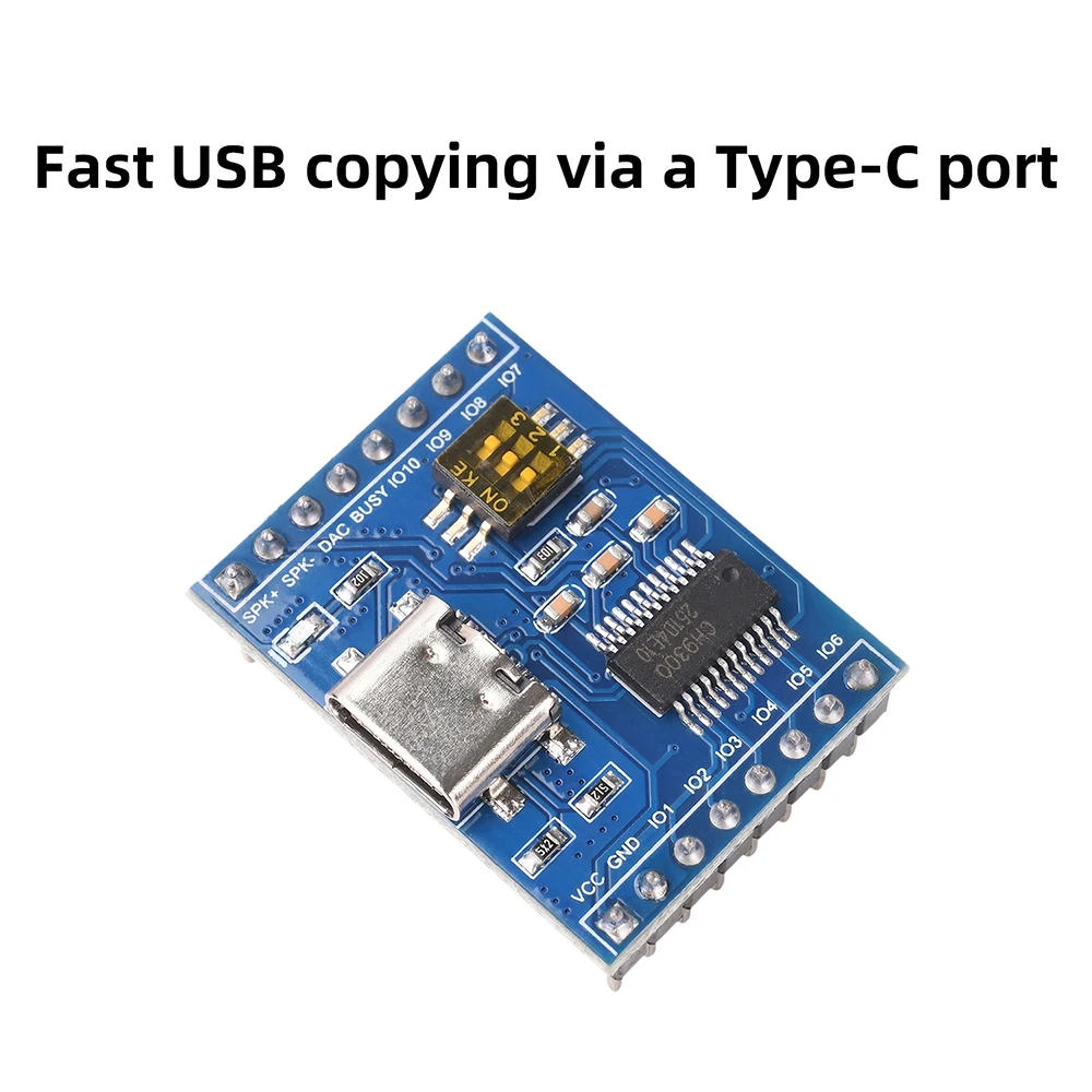 CH9300 Audio-Sprachmodul mit 10 Tasten für Einzelsteuerung der Wiedergabe, unterstützt MP3-Hardware-Dekodierung, Typ-C USB, 4 MB/16 MB/TF-Karte – Detail 4