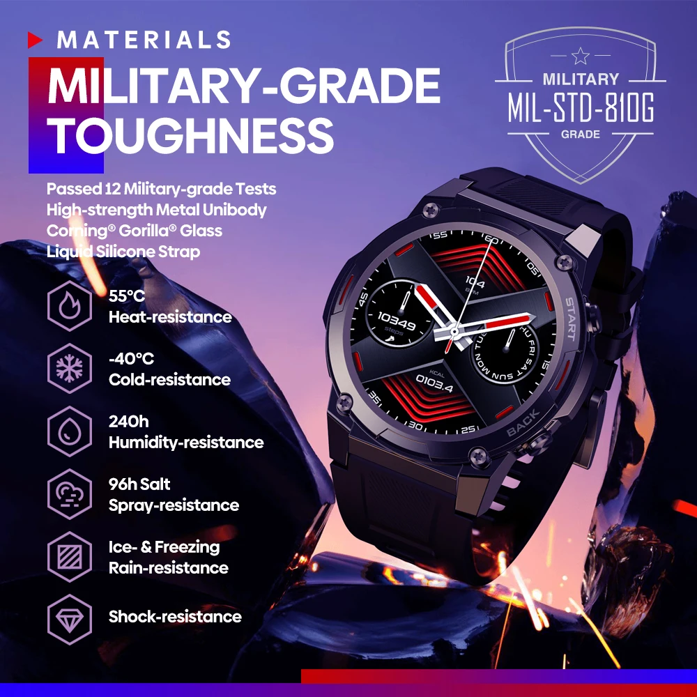 Zeblaze Vibe 7 Pro Smart Watch 1.43'' AMOLED Display Hi-Fi Bluetooth Phone Calls Military-grade Toughness Smartwatch