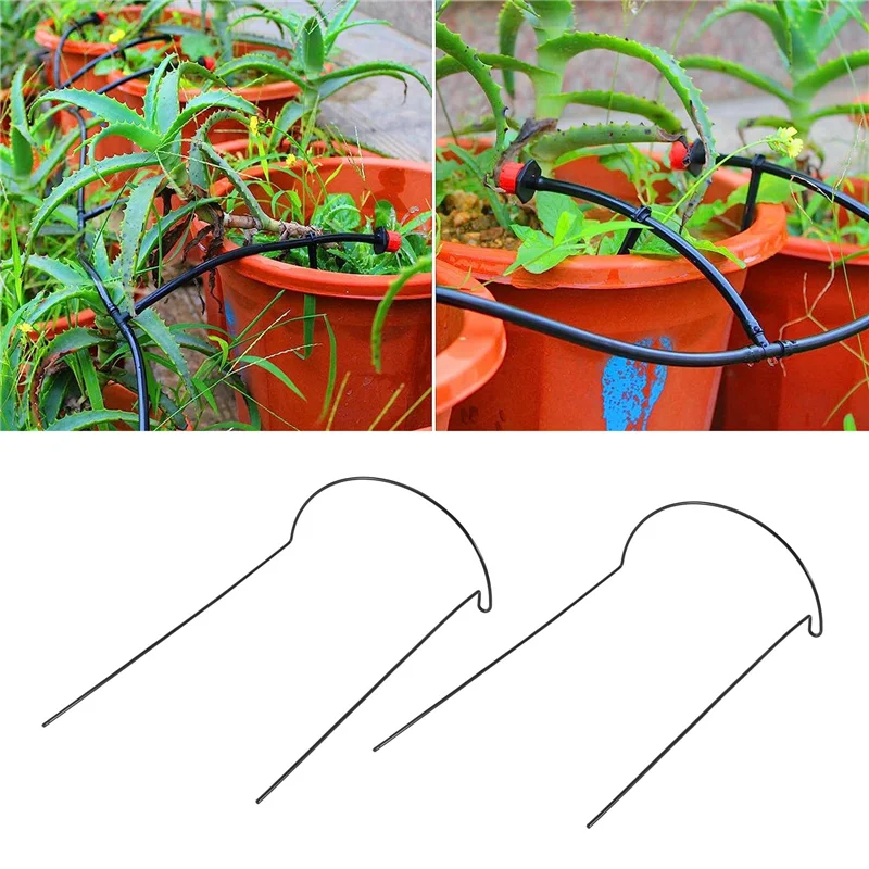 

AB39-4 Pcs Plant Support Stakes Ring Cage Metal Garden Plant Stake Green Half Round Plant Support Ring Large Plant Supports