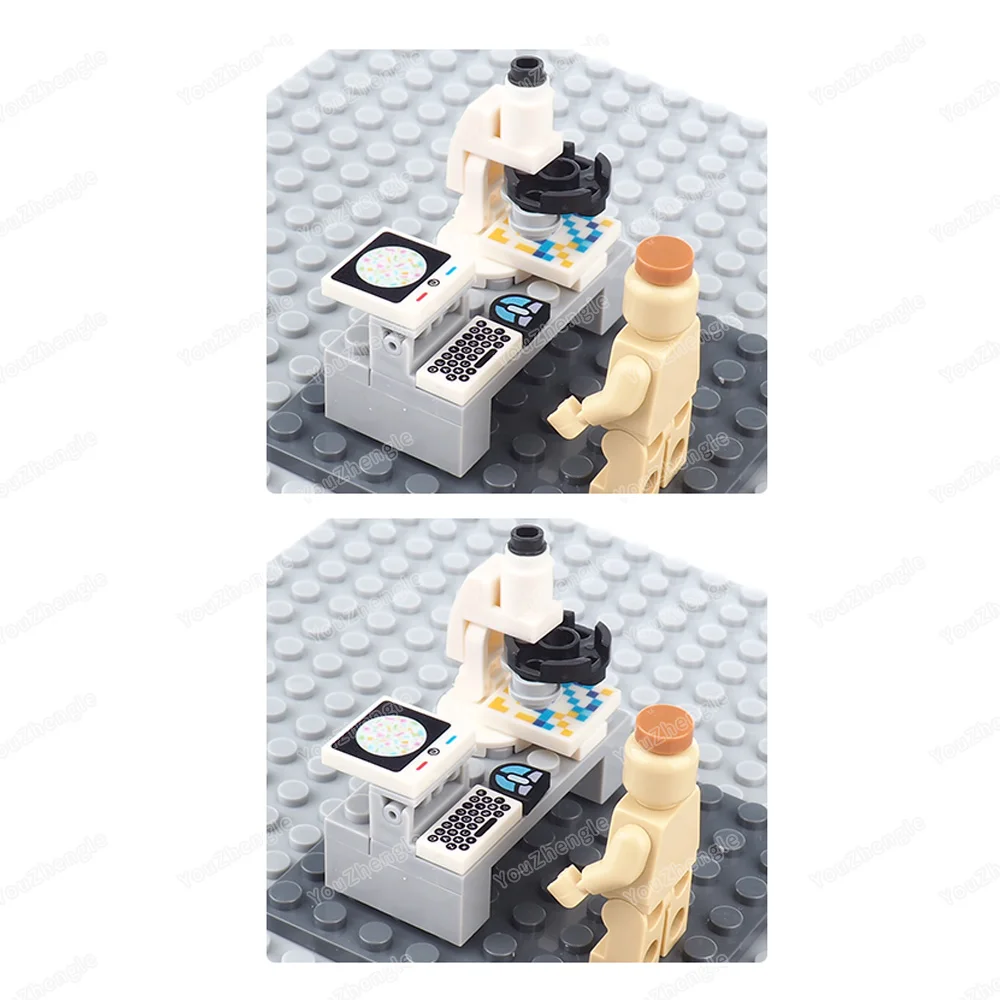 Equipamento experimental de microcomputador, bloco de construção, modelo moc, figuras, material de célula minúscula, equipamento de ampliação, brinquedos de presente de cena