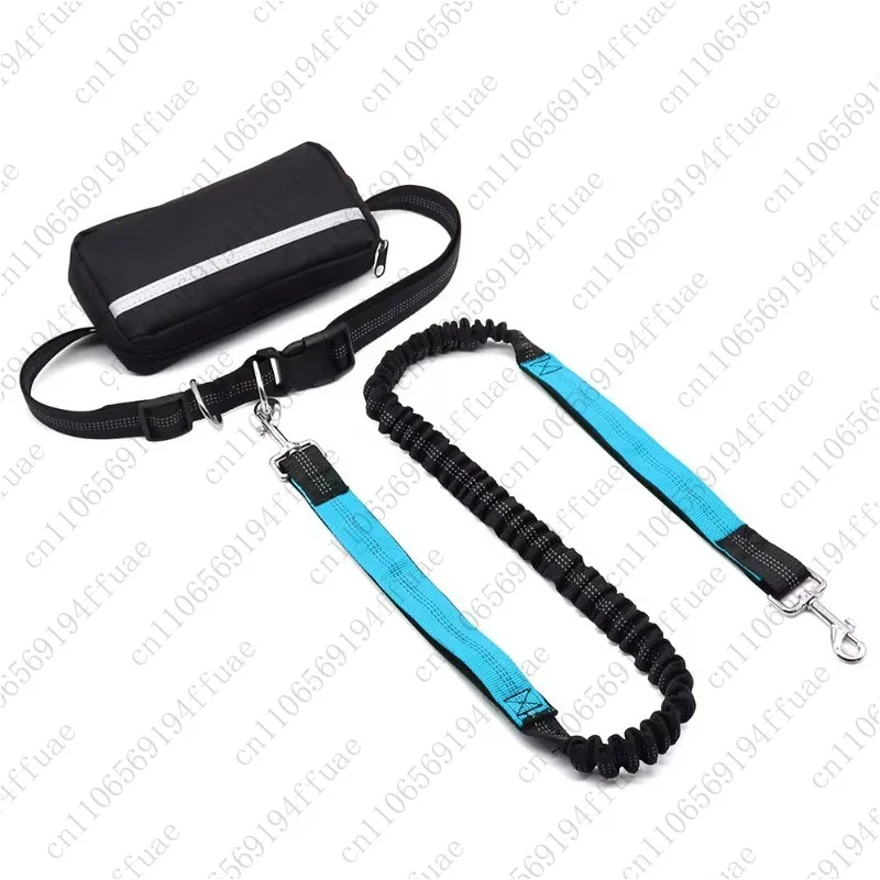 多機能ペット用ランニングウエストパック、反射プルストラップ付き伸縮式ドッグリーシュ