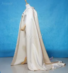 Wedding Cape Bridal Cloak Champagne Satin Hooded Cape Shawl Coat Costume Cosplay
