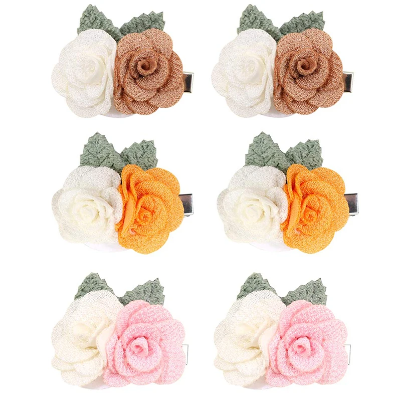 Oaoleer 2Pcs/set  1.5x1.7cm Mini Mesh Flower Hairpins Cute Boho Bride Claw Clip Princess Headdress Korea Hair Accessories Gifts