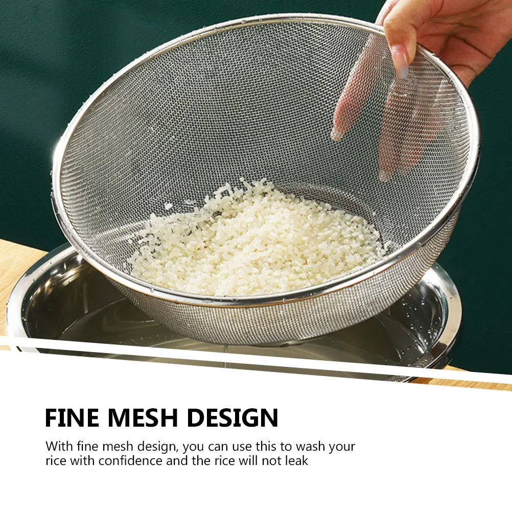 

2pcs Stainless Steel Mixing Bowl Colander Rice Colander Basket Strainer Basket Vegetables Fruit Basket Washing Basin kicehn tool