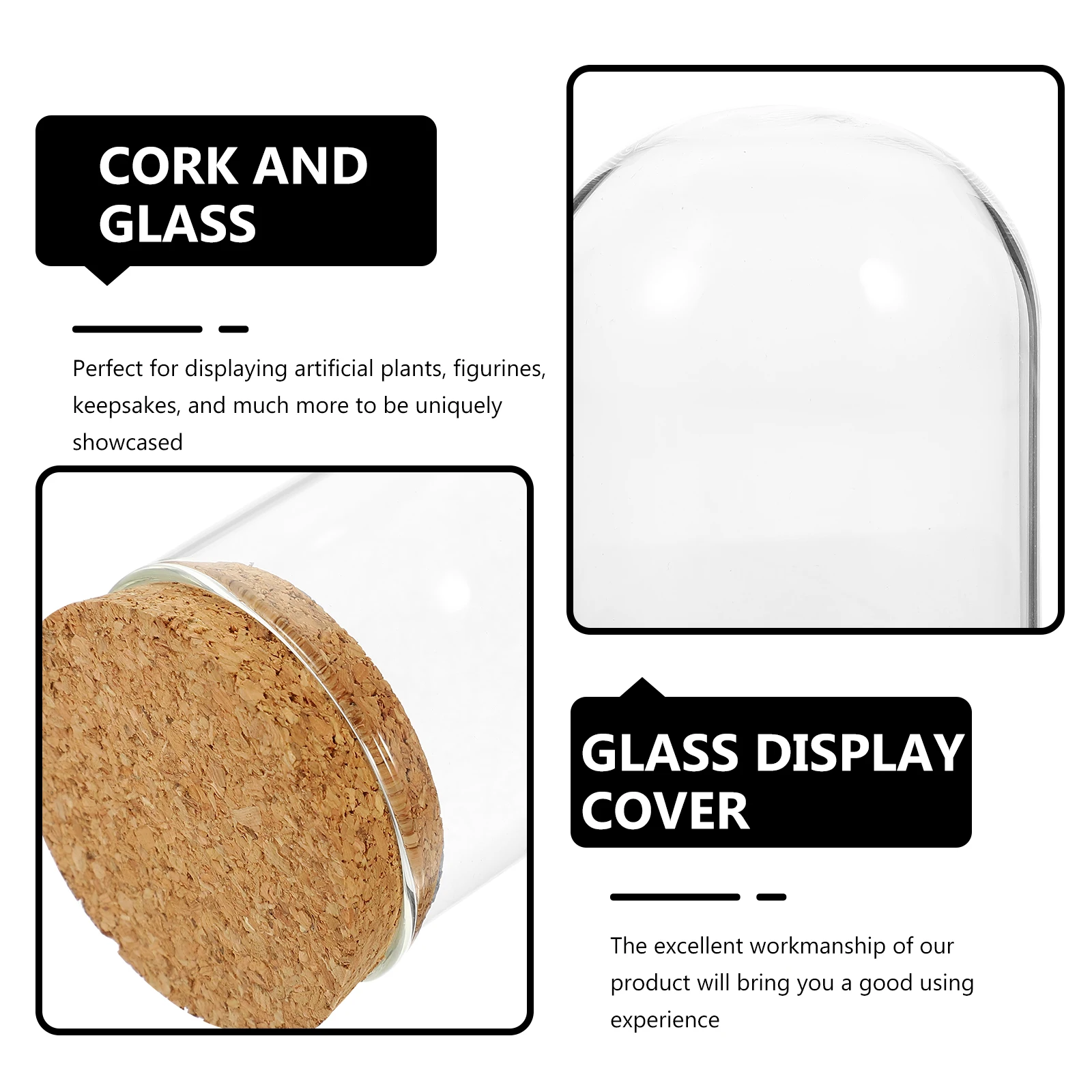 

2 set Immortal Flower Decor 6x8 Clear Glass Dome Cork Base Dustproof Cover Valentine Tabletop Display Garden nament Plant Pot