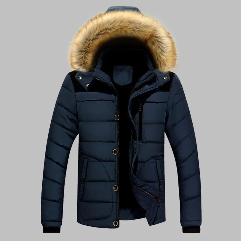 Piumino invernale Extra spesso manica lunga altamente caldo imbottito collo alto giacca da uomo staccabile cappello bordo giacca invernale cappotto