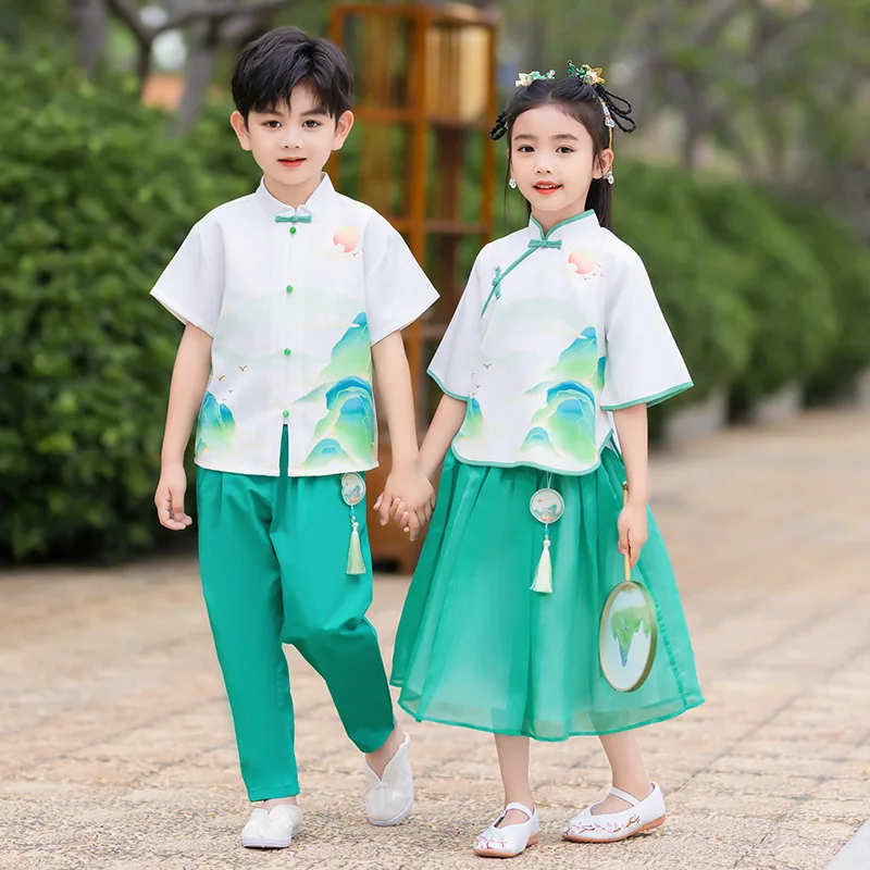 Primary school choir performance costumes, children's performance costumes, kindergarten graduation Hanfu, boys and girls' cloth