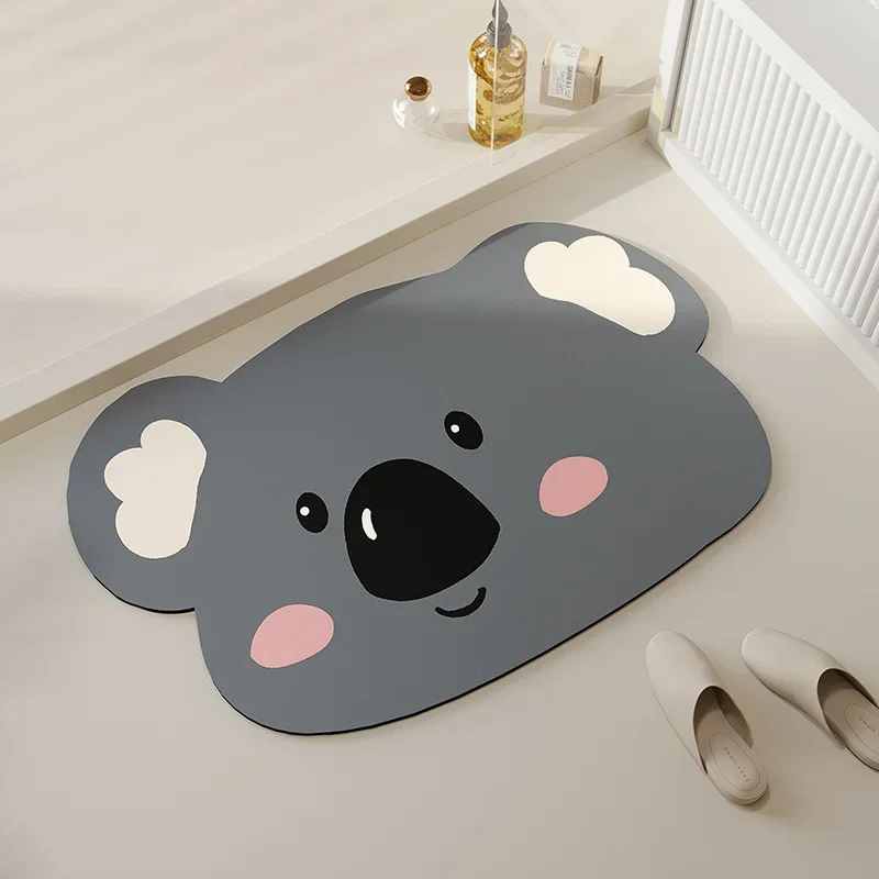 Cartoon Animals Bath Mat Rug Set-Rubber Non Slip Quick Dry Super Absorbent Thin Bathroom Rugs Bathroom Floor Mats Rug 45x70cm