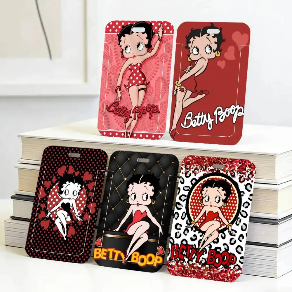 

B-Betty Lovely B-Boop ID Card Holder Neck Strap Pendant Door Badge Holder Lanyards Keychain Work Credential Case Gift