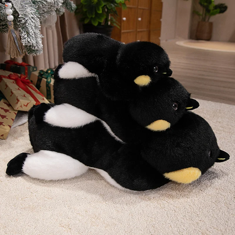 Cute Fluffy Lying Plush Toy Simulation Penguin Plush Toy Real Life Animal Marine Life Doll Home Decoration Kids Birthday Gifts