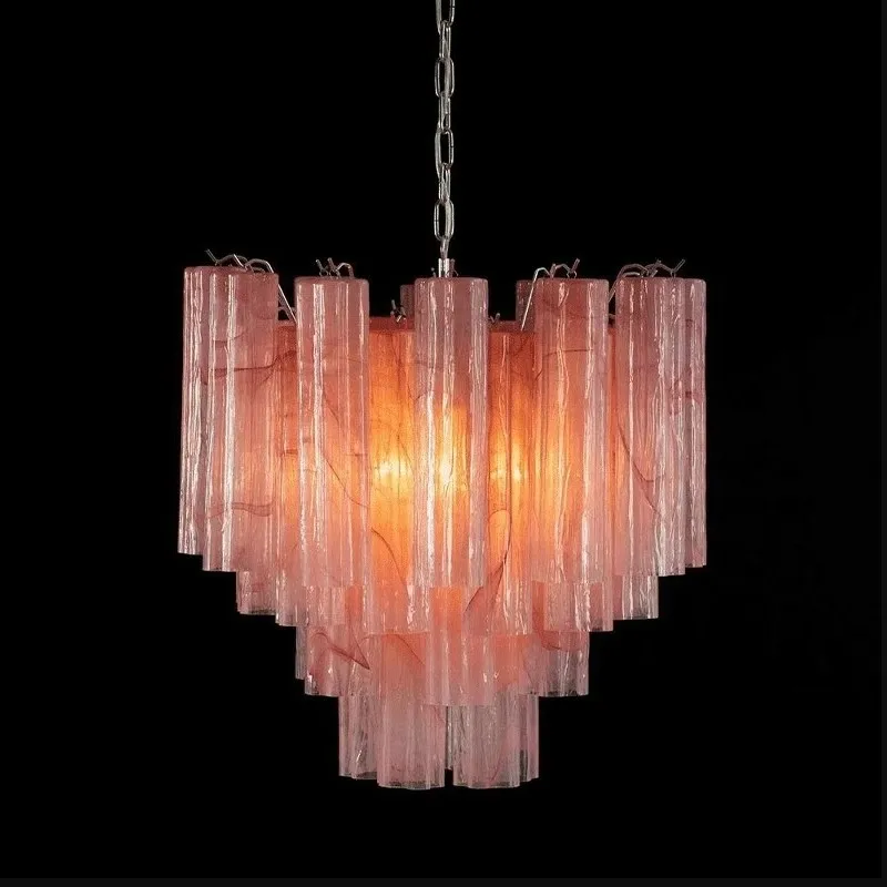 Żyrandol Art Deco z witrażowymi tubami, luksusowa lampa wisząca do wyspy kuchennej lub jadalni