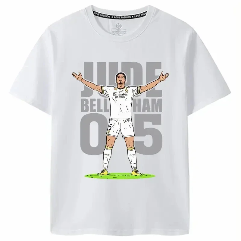 Bellingham forRaeI Medrid Fans Celebration Action Printed Logo Men Short Sleeve T-Shirt Commemorative Summer Round Neck England