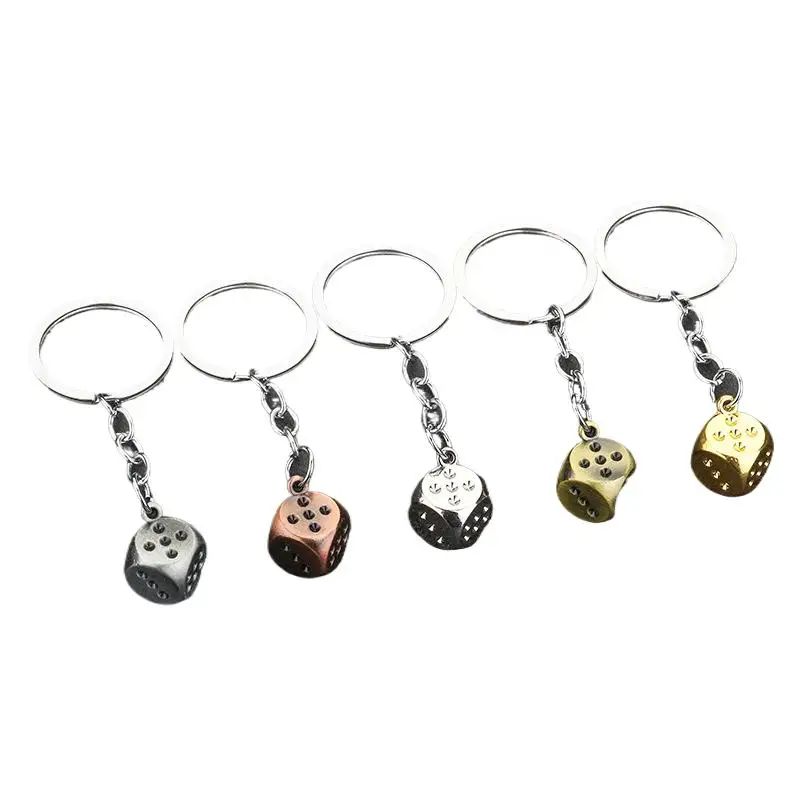 20 Pcs Metal Dice Pendant Key Chain Ring, Retro Dice Keychain Accessories, Six-sided Dice Car Keychain Cool Pendant Decor Gift