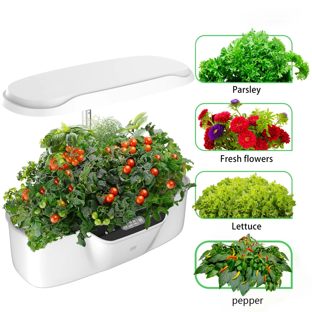 12 pots 24W Vertical Farming Horticulture Indoor Hydroponics Smart Garden Kit Plants Vegetables LED Grow Light