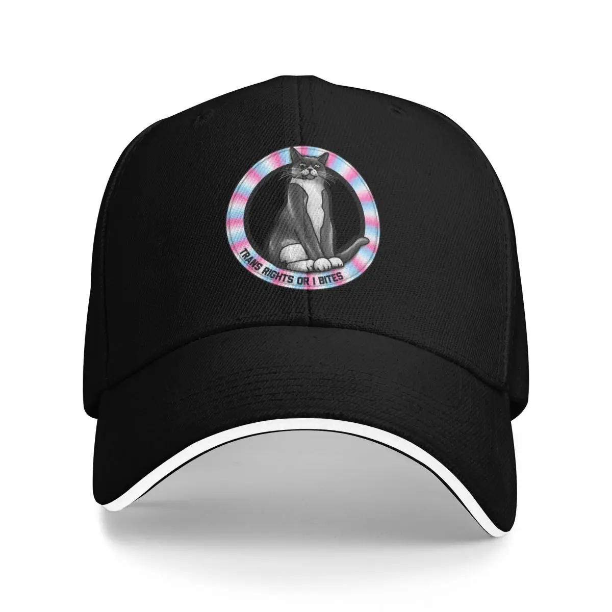 

Trans Rights Or I Bites Cat Baseball Cap Golf Cap Hip Hop Luxury Man Hat fishing caps man Women Caps Men's