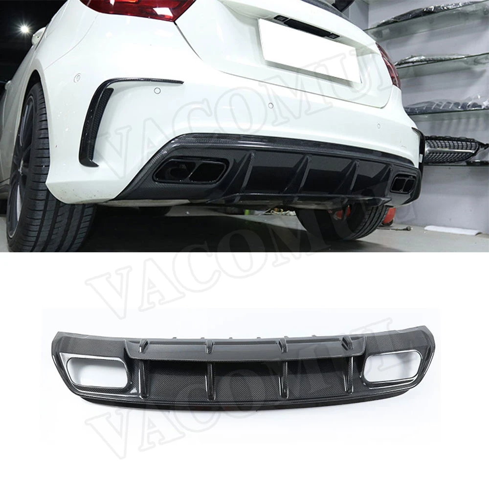 

VACOMUL Carbon Fiber Rear Diffuser For Mercedes Benz A Class W176 A250 A260 A45 2013 - 2018 A Style Back Bumper Lip Guard