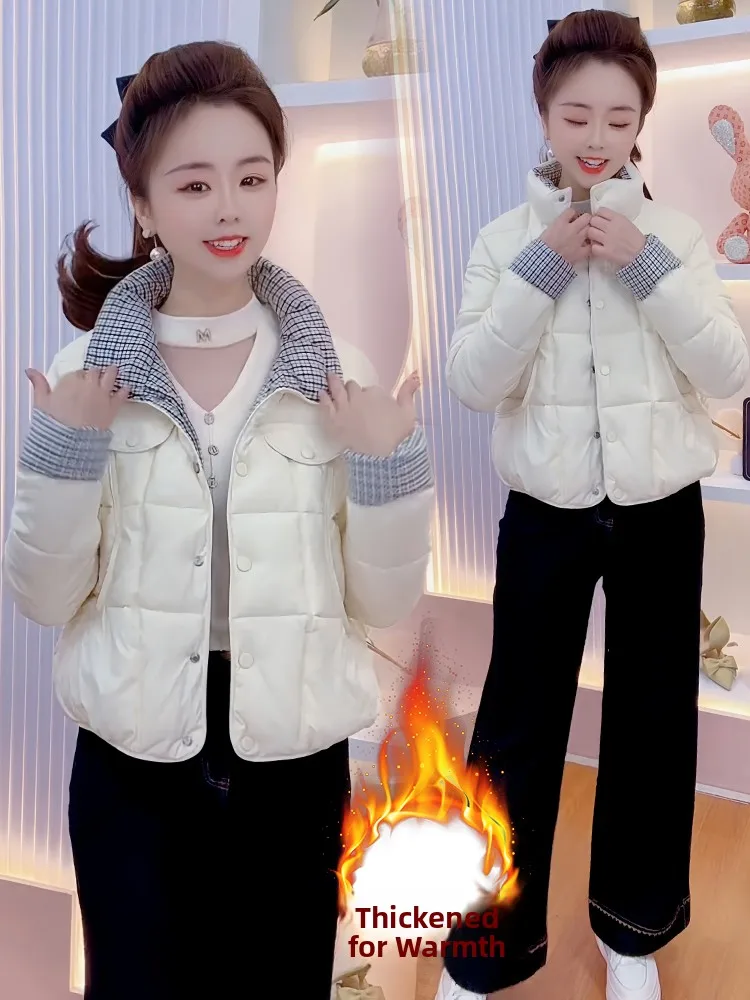 Sli Thiened Down Jaet de algodón para mujer invierno nuevo Faion cuello alto cintura en adelgazante Fce forrado abrigo coreano Sle