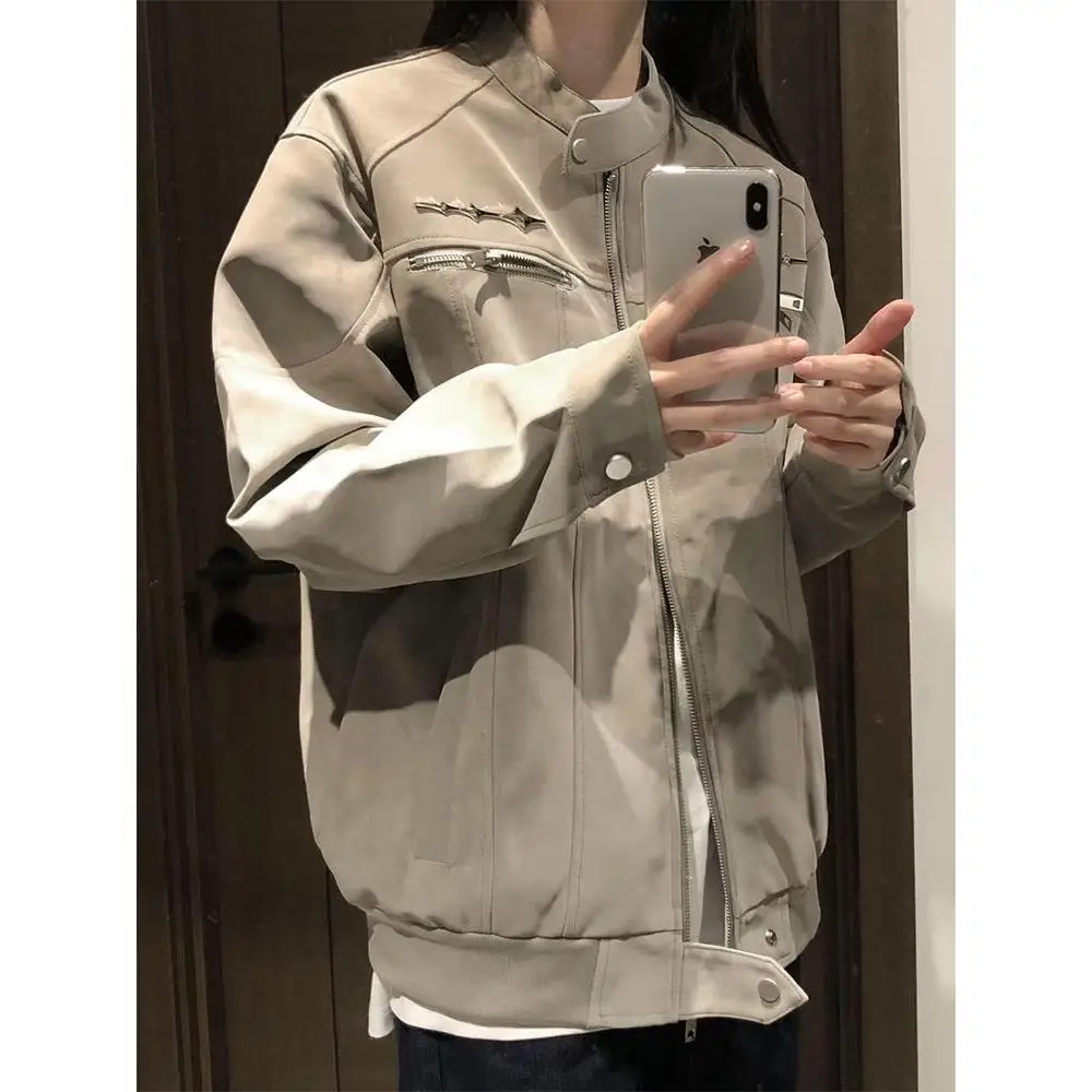 

Мужская кожаная куртка American High Street ort, осенняя элитная модная спортивная одежда с воротником-стойкой Cleanfit, рабочая одежда