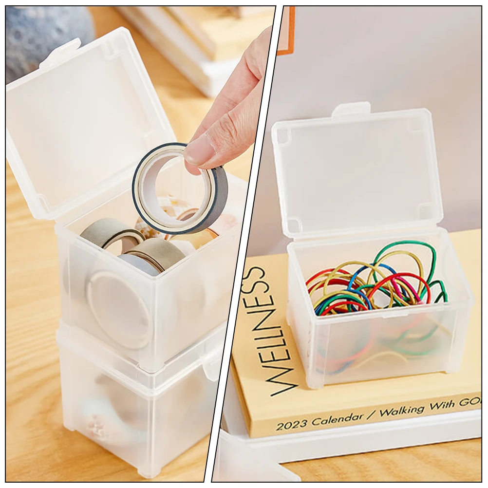

2pcs Mini Clear Plastic Storage Boxes Game Holders Business Card Cases Small Container For Beads Ear Rings Hairpins
