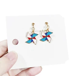 Korean Style Girls Windmill Clip on Earrings No Pierced Earrings Women's Party Birthday Fashion Cute Cuff Earrings Ear Clip Gift