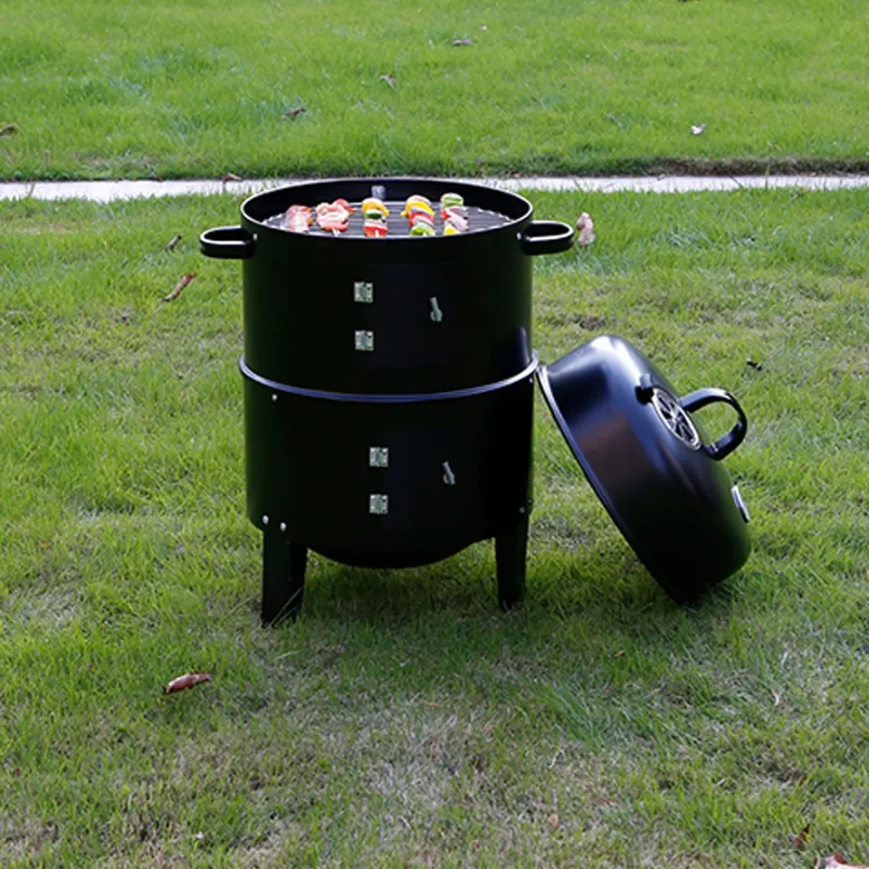 Backyard Heavy Duty 3 in 1 Smokeless Vertical Outdoor Meat Charcoal Bbq Grill Smoker Barbecue Barrel Grill