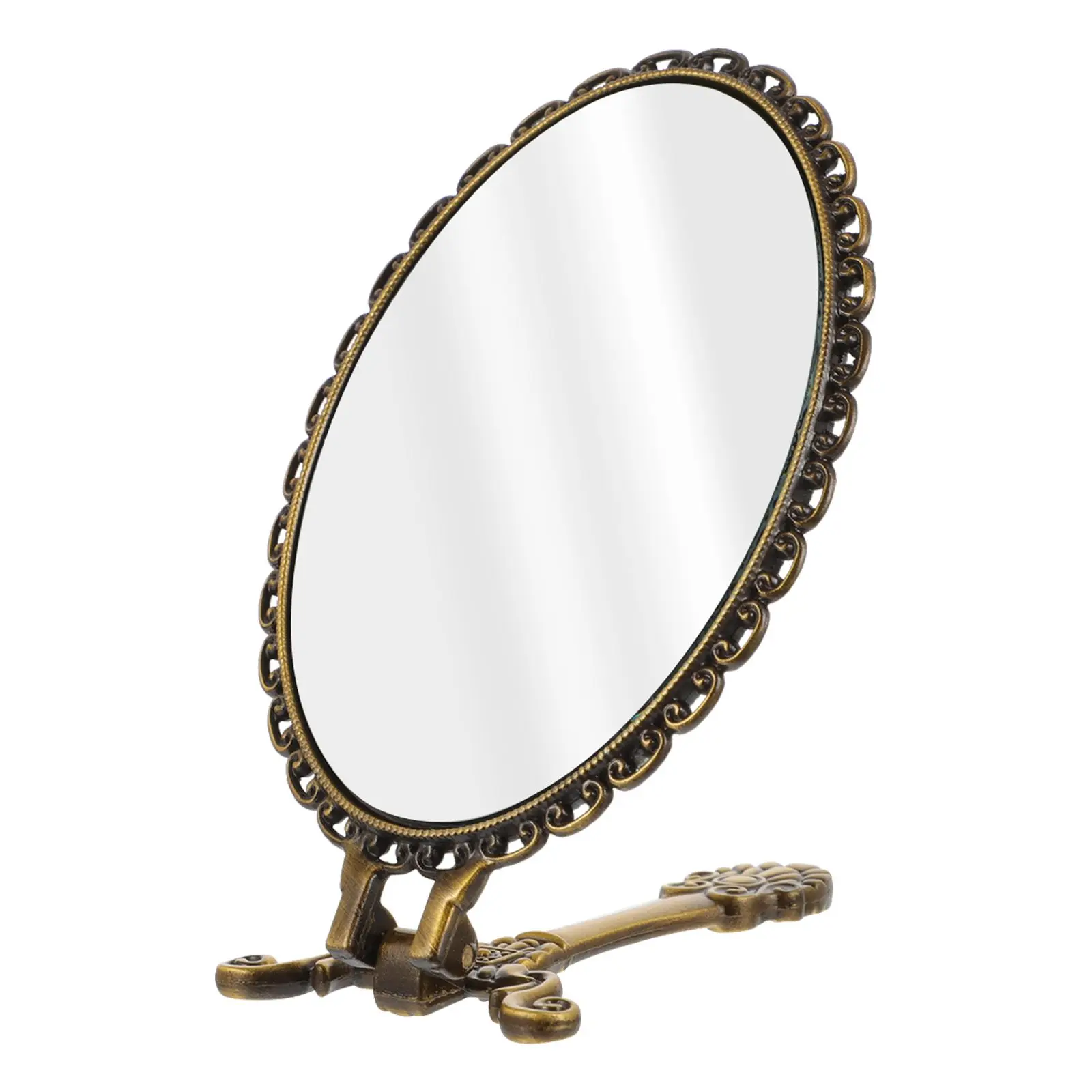 

Highlighter Hand Mirror Office Handheld Vintage Zinc Alloy Folding Travel Small with Handle