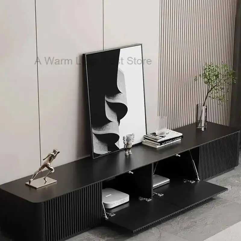 طاولة حفظ حديثة بسيطة باللون الأسود الصلب، خزانة تلفزيون خشبية، تصميم وحدات، أثاث عصري مدمج من Muebles Para El Hogar #5