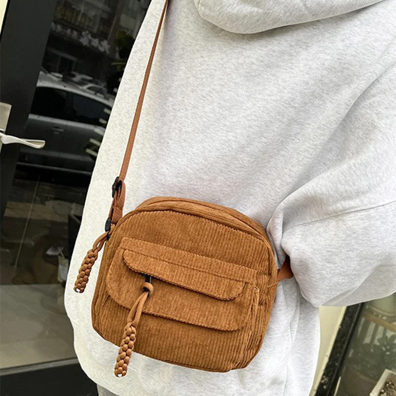 

Corduroy Women's Small Shoulder Bag Teenager Girl Crossbody Bag Casual Cute Tote Student Street Korean Fashion Messenger Bags