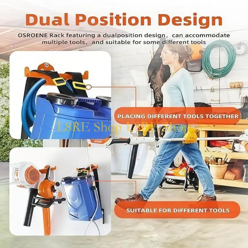 L8RE Wall Mounted Rack for Backpack Sprayers Blowers and