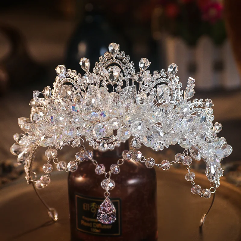 KMVEXO barokke luxe kristallen bruids tiara's kubieke zirkoon kroon strass optocht diadeem hoofddeksels bruiloft haaraccessoires