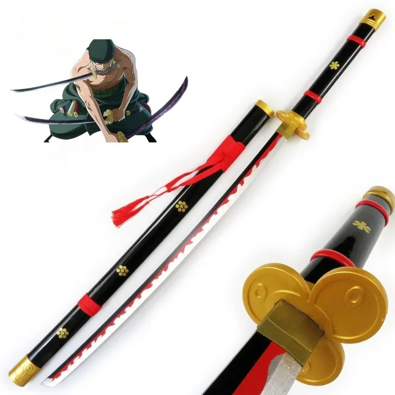 NONE 41in/104cm einteiliges Katana Anime Ninja Schwert Roronoa Zoro Cosplay Prop Messer Echte Größe Samurai Schwert Japonesa Katana Säbel Spielzeug 8