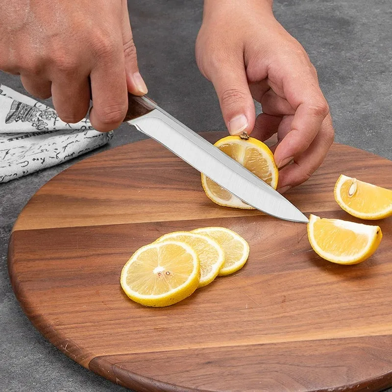 5Cr15 Stainless Steel Kitchen Knife Meat Cleaver Cutting Fruit Butcher Knives Wooden Handle Handmade Boning Knife with Cover