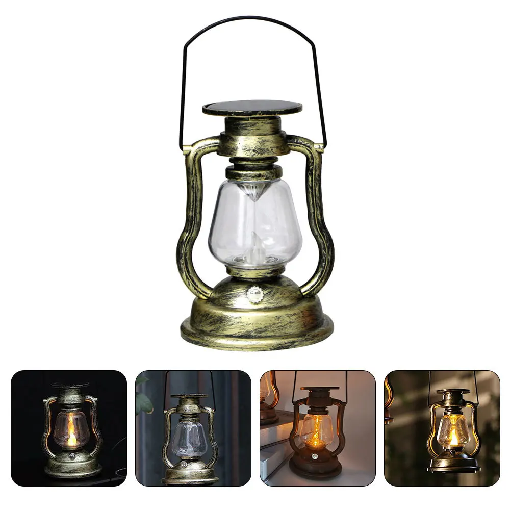 

Vintage Solar Lamp Decorative Lantern Retro Garden Light Yard Waterproof Sturdy Durable Outdoor Handheld Wall Hanging
