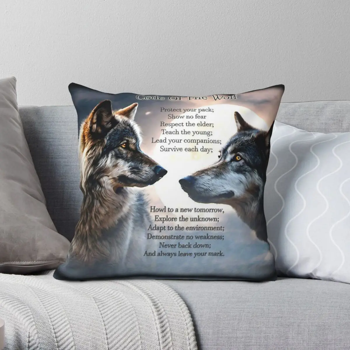 كود الذئب المخدة البوليستر الكتان المخملية الإبداعية البريدي الزخرفية غطاء وسادة مقعد الأريكة #1