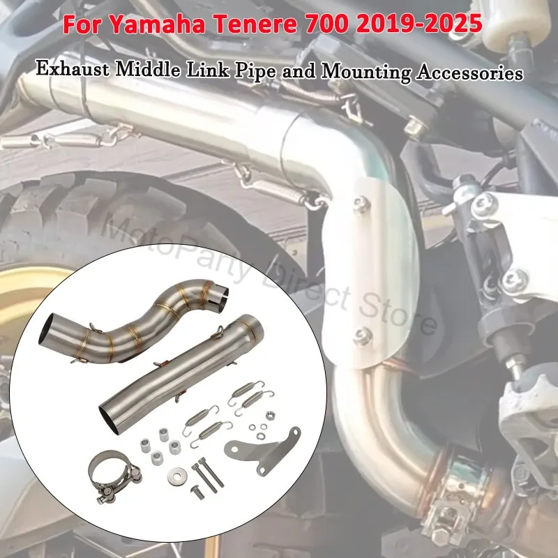 51mm Slip-on Motorrad-Auspuff mit Schalldämpfer und Hochpositionierter Mittelrohrverbindung für Yamaha Tenere 700 2019-2024 2025 T7 T700 XTZ 690