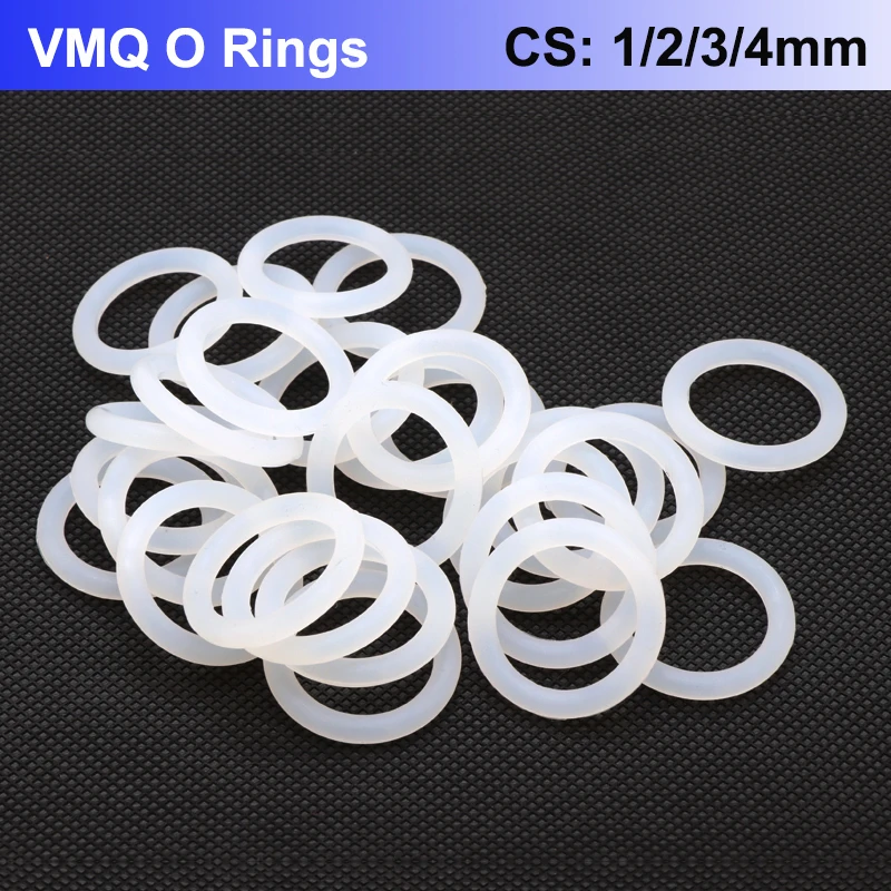 

50pcs White VMQ O Ring Gasket Thickness CS 1/2/3/4mm White Waterproof Washer Round O Shape Silicone Ring Food Grade