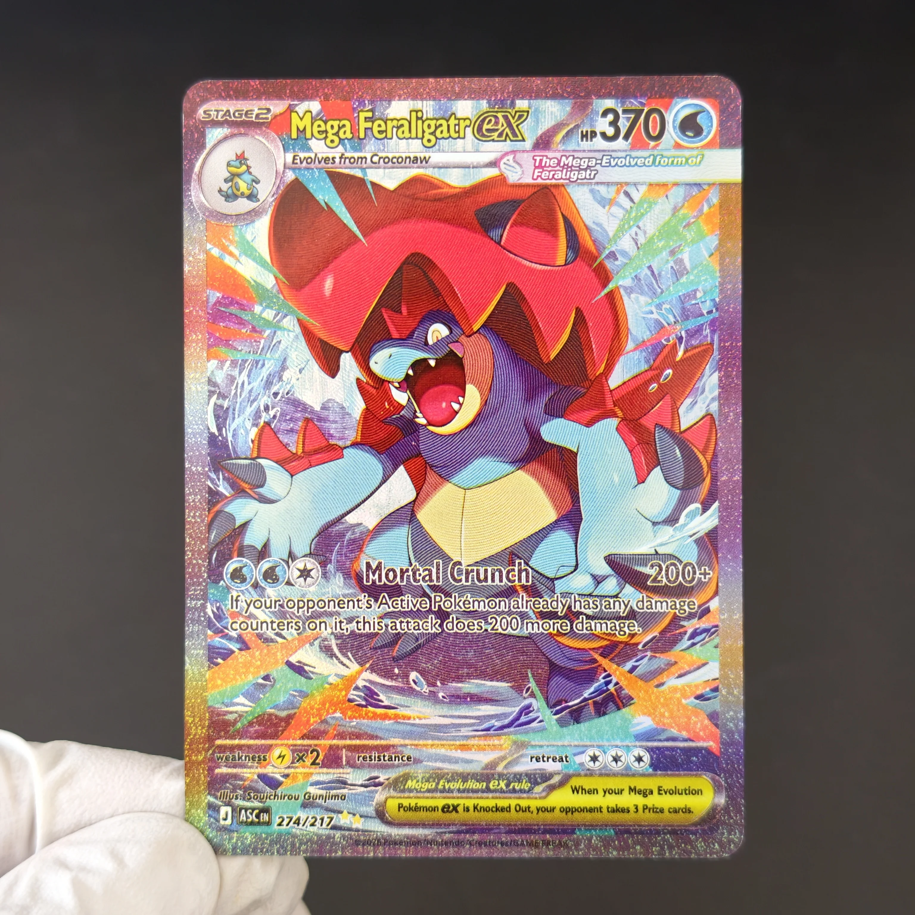 4PCS/Proxy Pokemon Collection Card English ASC Mega EX Full Art Rainbow Series Card Diancie Froslass Scrafty Feraligatr Cards