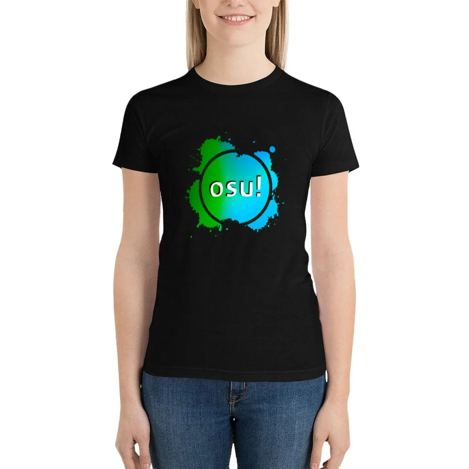 

Design osu! Green Blue T-Shirt Aesthetic clothing anime clothes summer tops shirts graphic tees Women t shirt