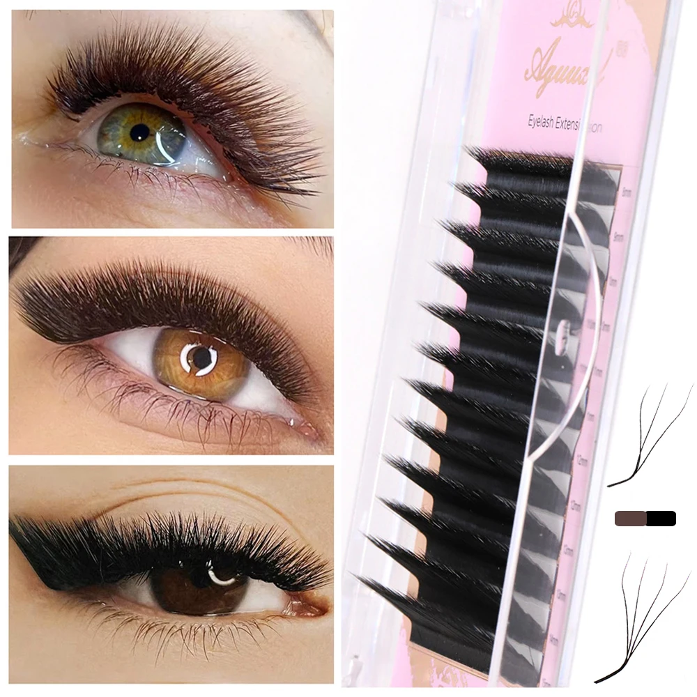 

AGUUD NEW L M Brown 3D 4D 5D W-Shape Eyelash Extension Clover W Style Natural 3D W Sandwich Lash Premade Volume Fan Bloom Lashes