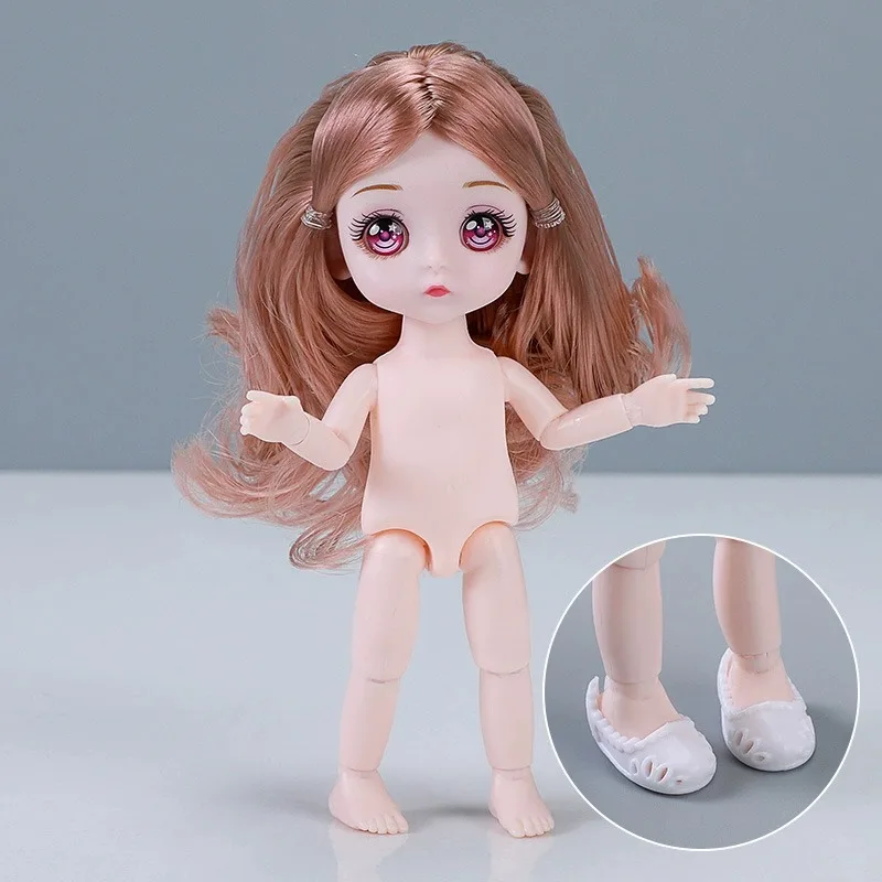1/8 Kawaii BJD Princess Doll Toy Cute Face With Anime Eye 16cm Sweet Babi Doll Joints Movable DIY Dress Up Practice Makeup Looks
