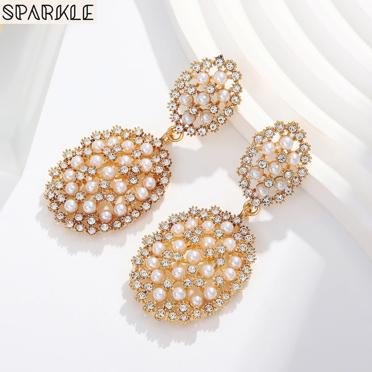 

Luxurious Pearl Earrings Studded With Zircons Dangle Earrings for Women Elegant Girls Gift Drop Earrings Wedding Party New