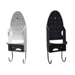 Bathroom Ironing Board Hanger - Laundry Room Ironing Board Holder, Plastic Wall Mount Ironing Board Rack with Removable Hooks
