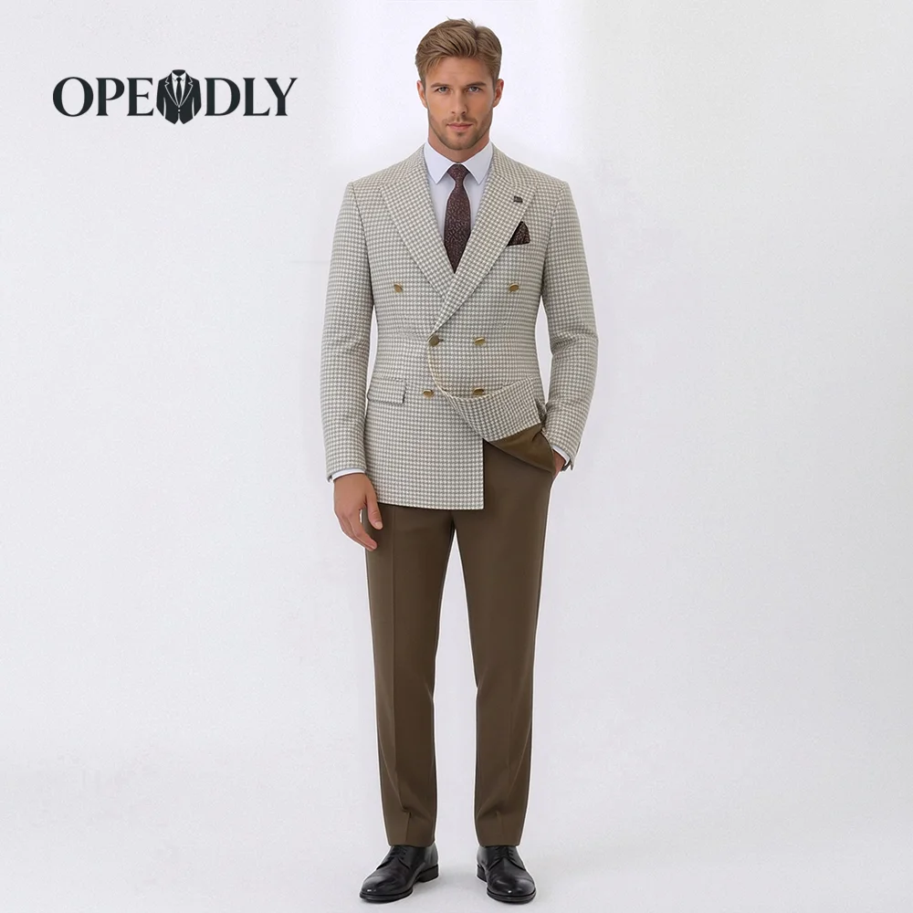 

OPEODLY Men's Slim Fit 3 Piece Tuxedo Suit - One Button Blazer Jacket Vest Pants Set for Formal Wedding And Business Occasions