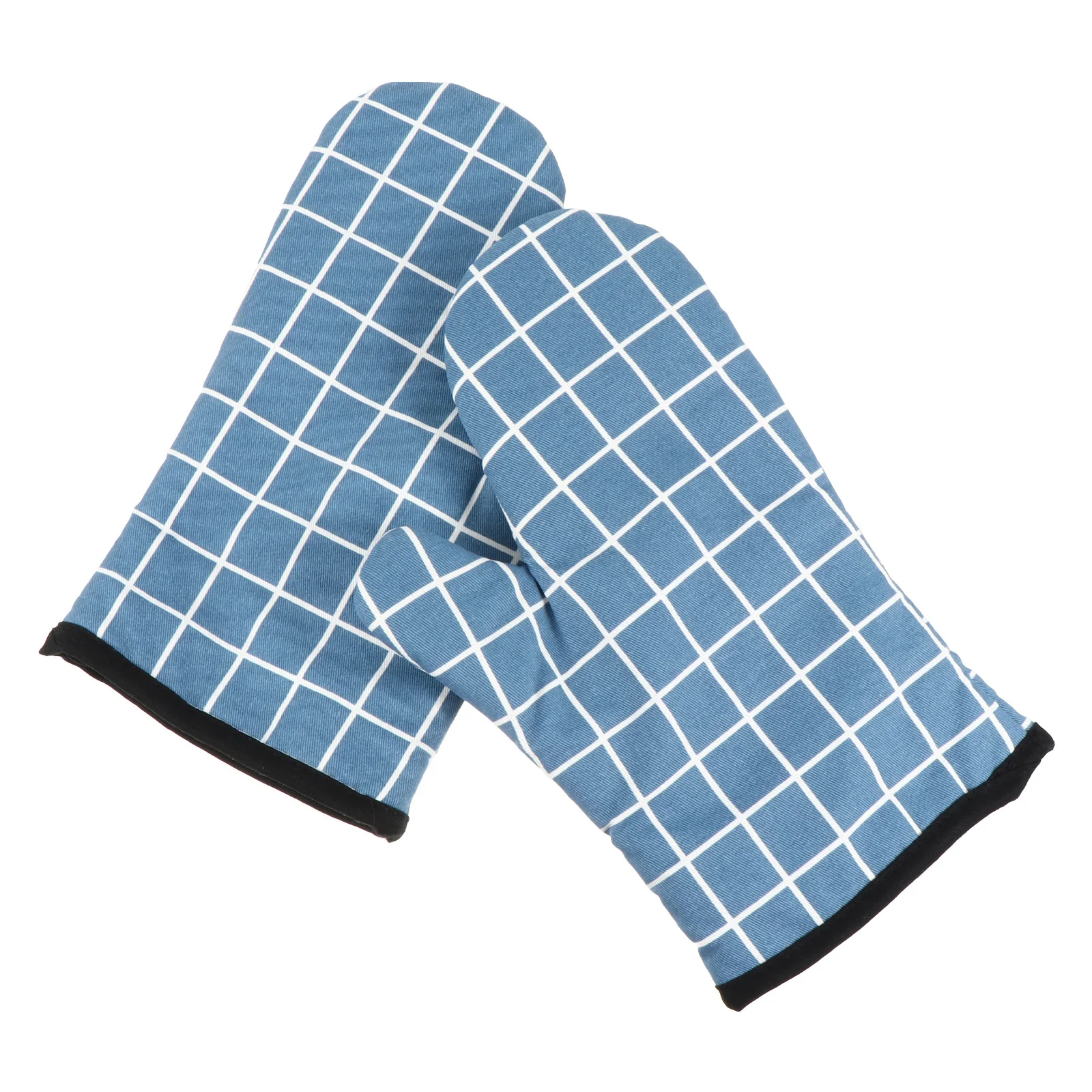 

Kitchen Gloves Insulation Oven Silicone for High Temperature Resistance Blue Cotton