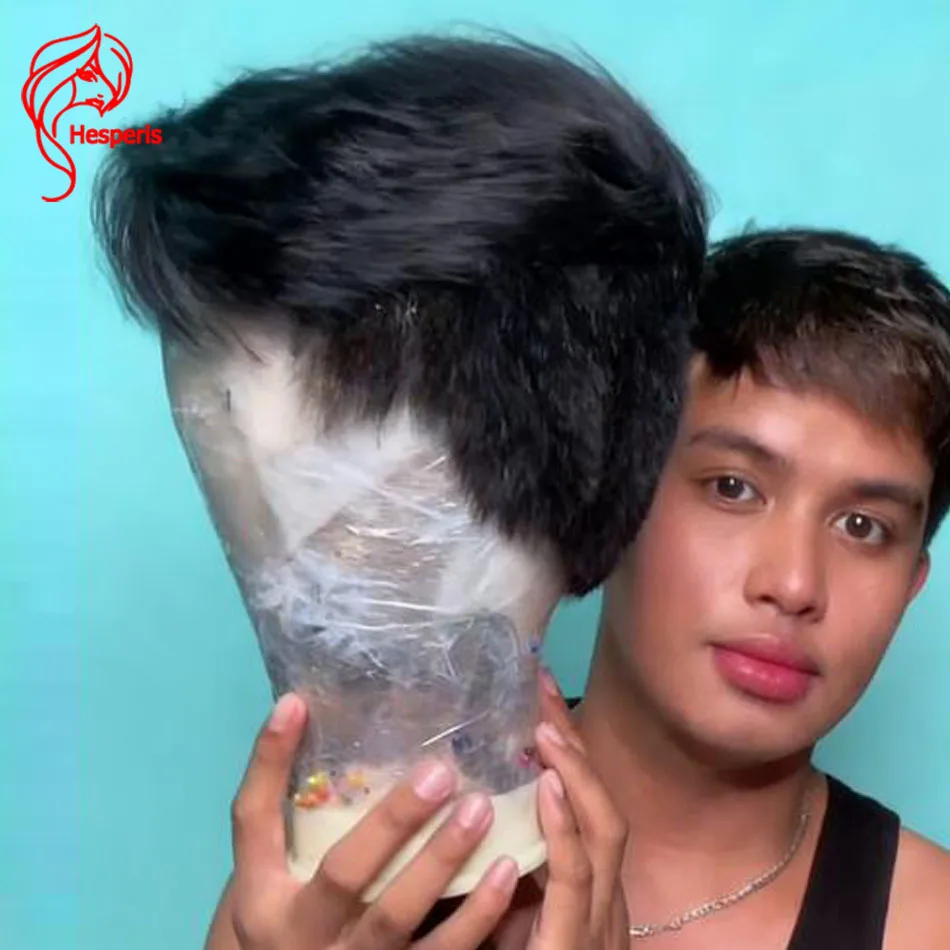 

Hesperis Full Lace Human Hair Wig Pre Plucked Natural Color Shaved Cut Men Wigs Pixie Short Male Wigs Transparent Lace