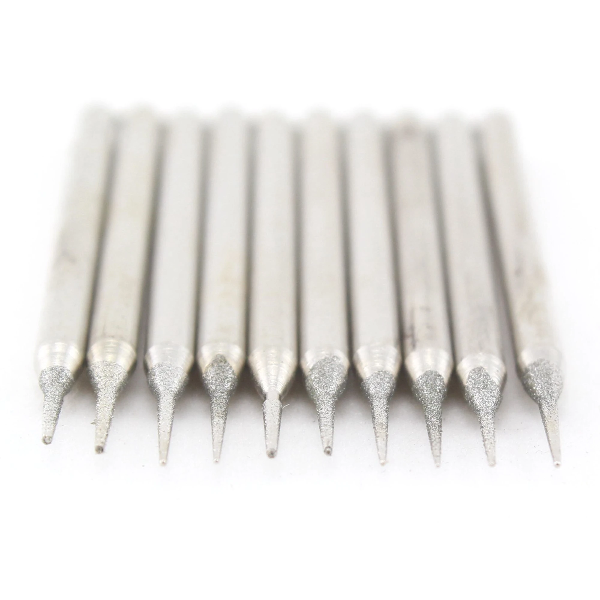 30Pcs Diamond Grinding Burr Bits Set 2.35mm Shank Conical Tapered Point 1.0mm Head Lapidary Tool for Jewelry Glass Stone Carving