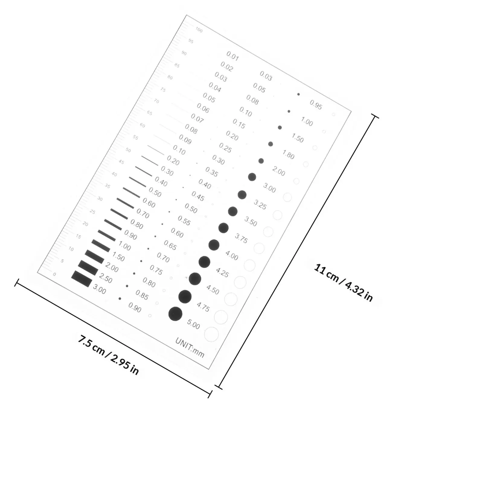 Flaw Detection Gauge for Line Width Defects Scratch Crack Measurement High Precision Pet Film Ruler Pocket Size Estimation Chart