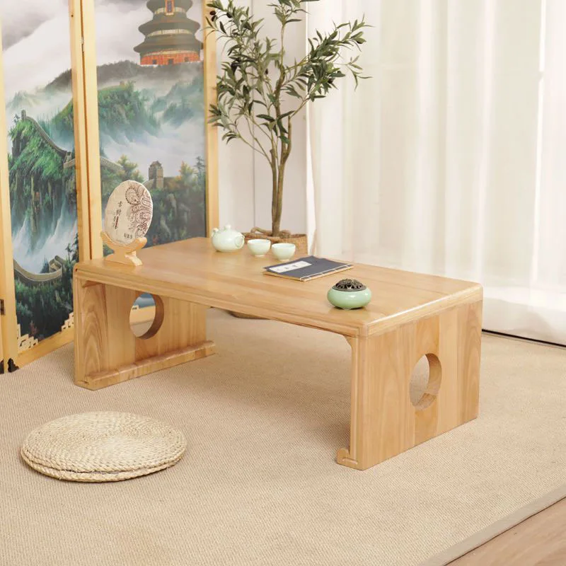 Japanese Vintage Indoor wood Furniture Asian Style Coffee Tea Living Room Low Table Rectangle 60*40cm Tatami Floor Table HW08