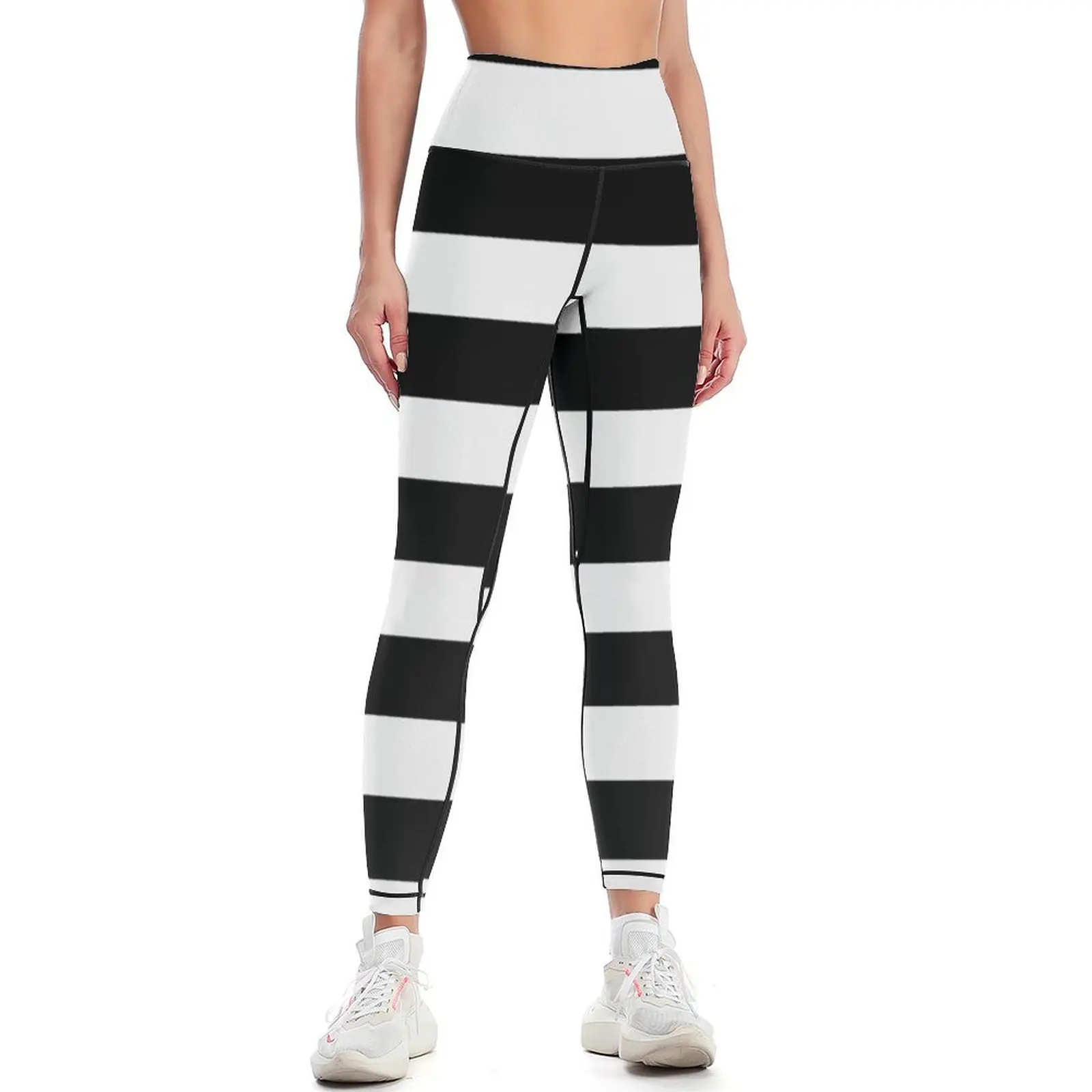 Black White Horizontal Lines Leggings exercise clothing for Women's tights Womens Leggings